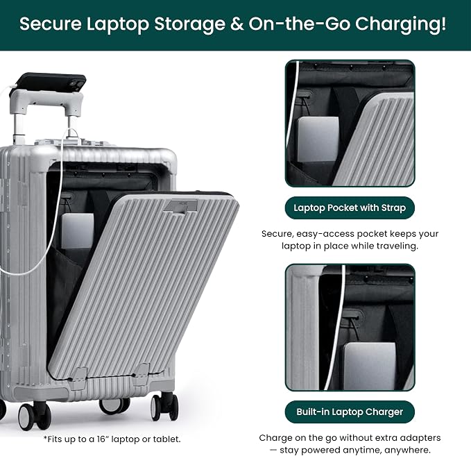 Nobl Travel Carry On Luggage, Noble Zipperless Aluminum Frame PC Hard Shell - Image 2