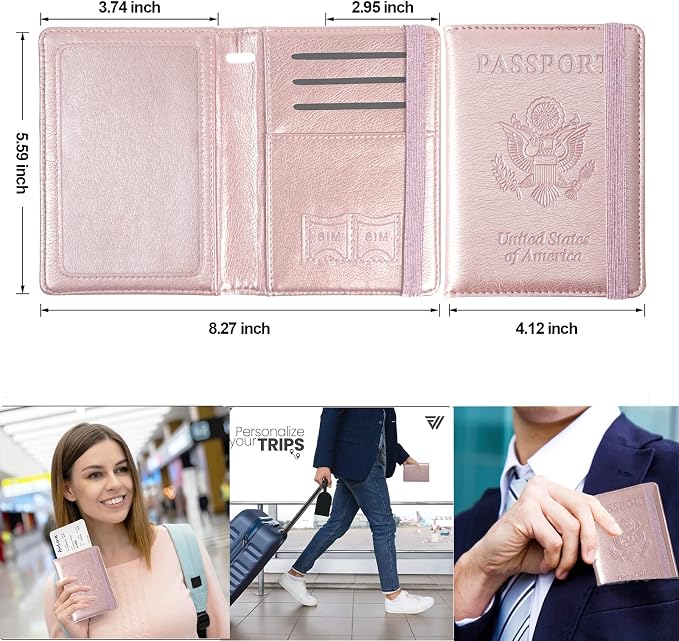 Eoehro Passport and Vaccine Card Holder, Passport Holder Vaccine Card Slot - Image 2