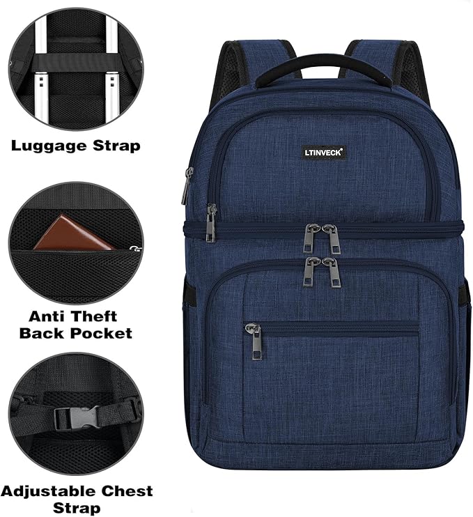 Cooler Backpack, Insulated Backpack Cooler Leakproof Double Deck Cooler Bag - Image 5