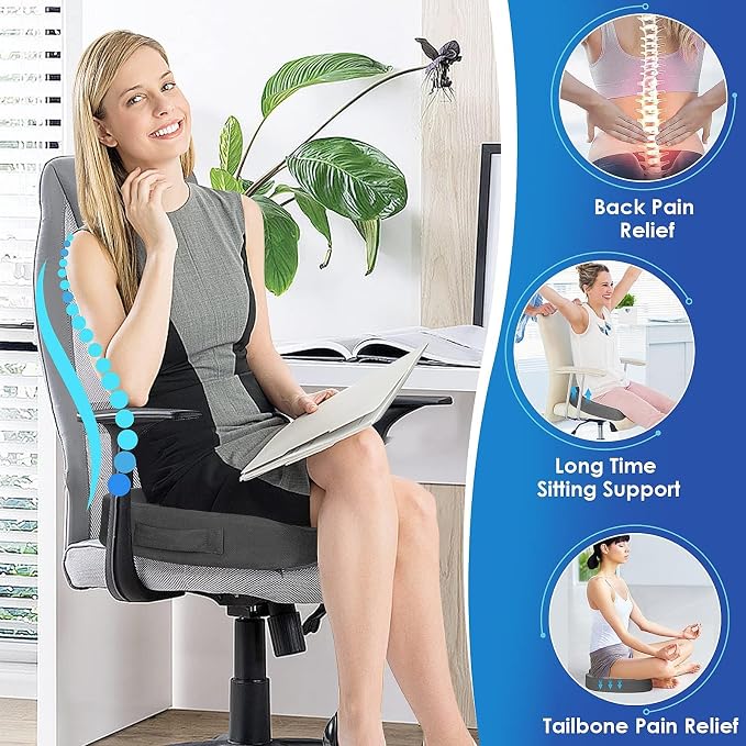 TushGuard Seat Cushion for Office Chair Memory Foam Non-Slip Desk Seat Cushion - Image 6