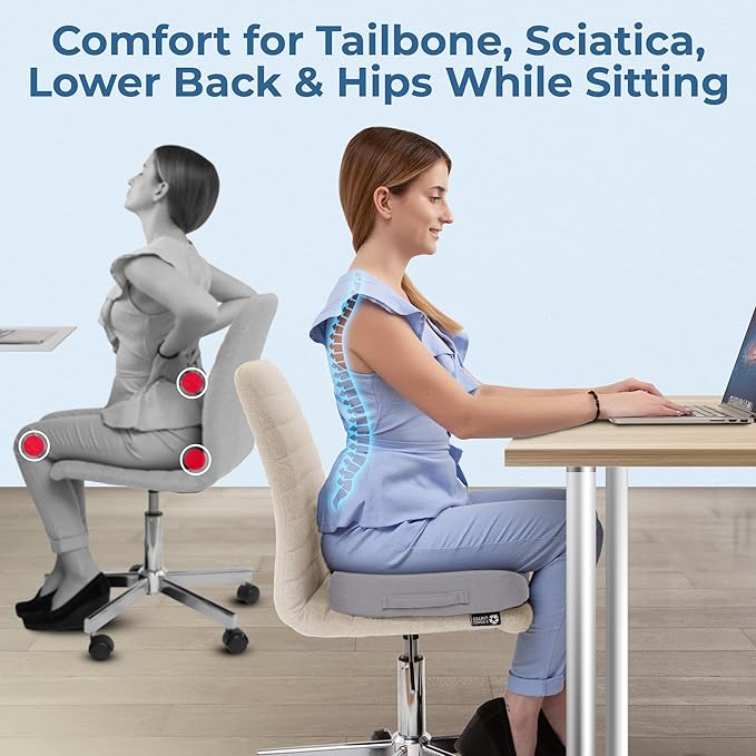 5 STARS UNITED Seat Cushion for Tailbone Pain Relief – Memory Foam Cushion for - Image 4