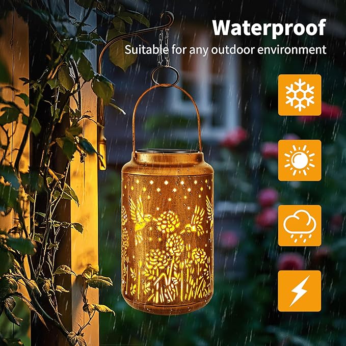 Brizled Hummingbird Solar Lanterns Outdoor, Decorative Mothers Day Gifts - Image 2