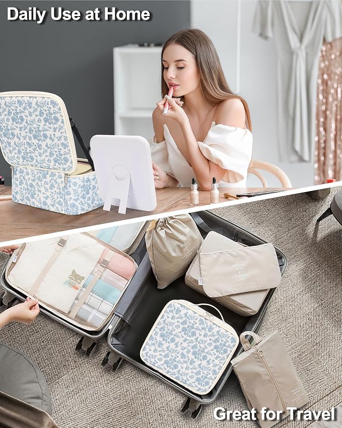 Chomeiu Makeup Bag with LED Mirror, Cute Cosmetic Bags Birthday Gifts - Image 7