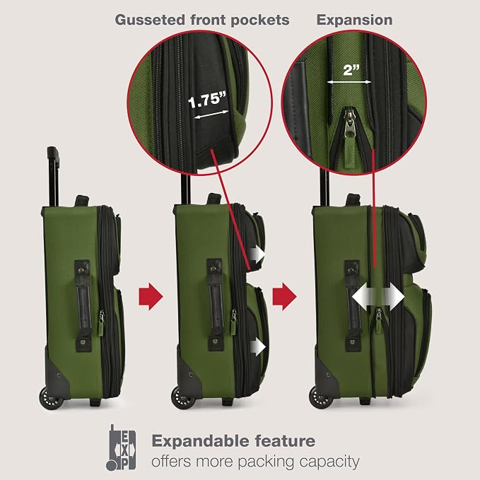 U.S. Traveler Rio Softside Expandable Carry-on Rolling Luggage, 2 Wheel Set - Image 5