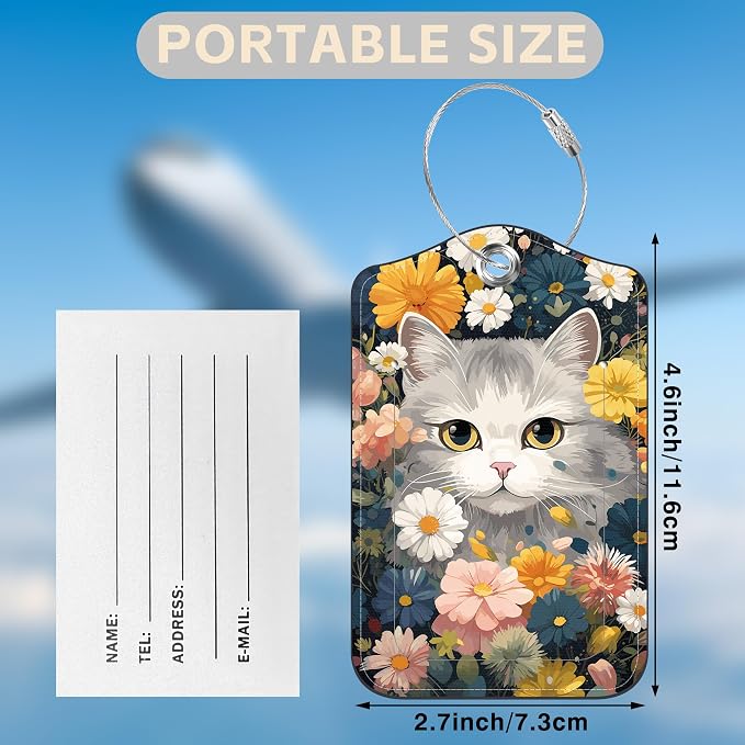 2 Pack Luggage Tags for Suitcases Cute Cat - Image 2