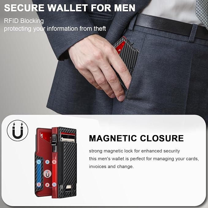 Wallet for Men Wallet with Slim Pop Up Card Holder 9-13 Cards, Bifold - Image 6
