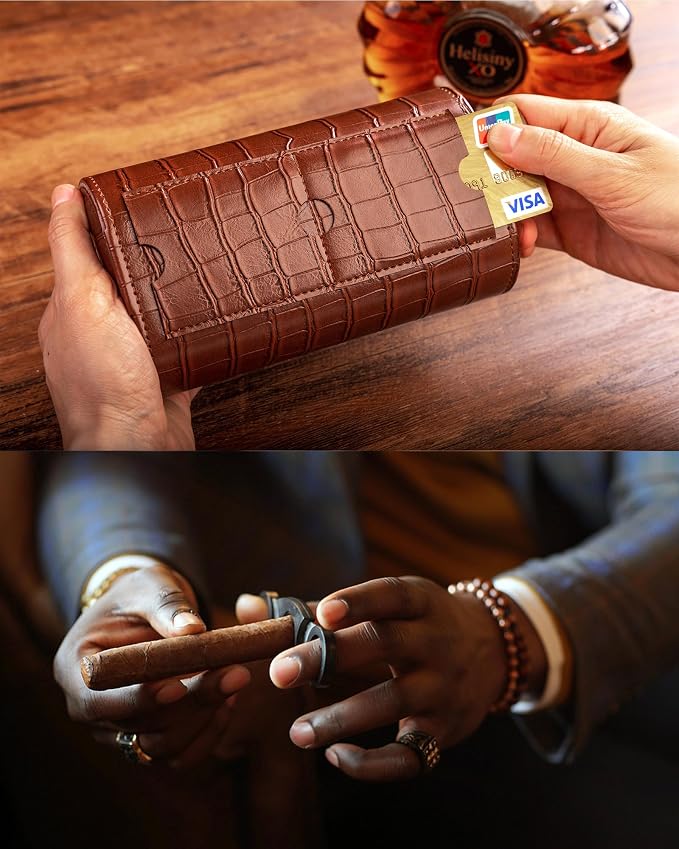 MR.OKAY 2 Watch Travel Case- Classic Leather Watch Case - Image 5