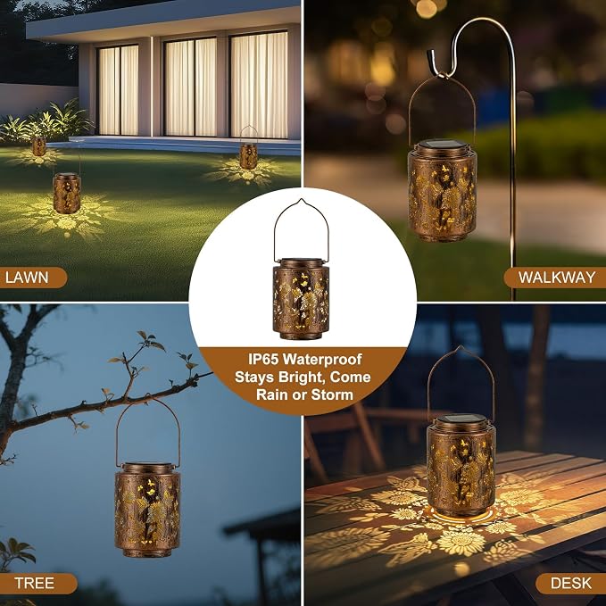 Hanging Solar Lanterns for Outside Sunflower and Butterfly Decorative Lights - Image 6