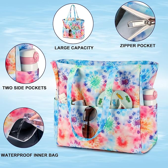 LEDAOU Beach Bag Waterproof Sandproof Women Tote Bag Pool Bag - Image 6