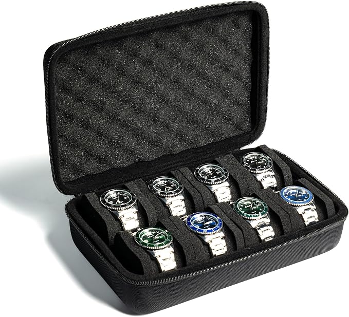 8 slots Watch Case, hard watch storage case, hard watch box, padded case by AUKURA
