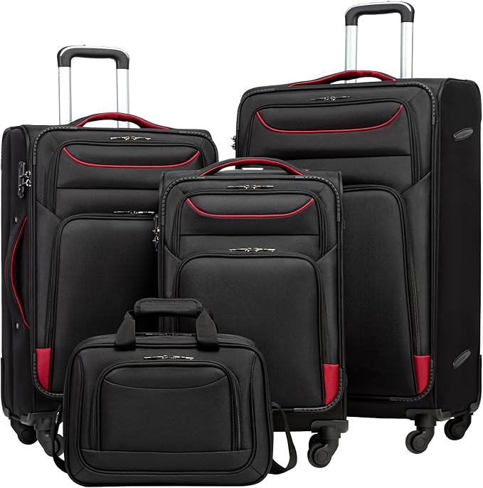 Coolife Luggage 4 Piece Set Suitcase TSA Lock Spinner Softshell lightweight by COOLIFE