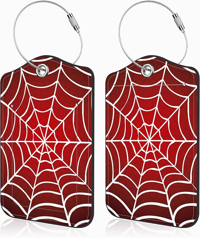 2 Pack Luggage Tags for Suitcases Spider Web Leather Luggage Tags Privacy Cover by Unknown