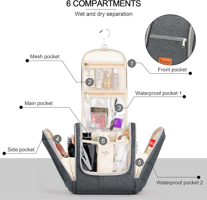 Hanging Toiletry Bag for Women & Men, Cruise Ship Travel Essentials, Holds Full - Image 2