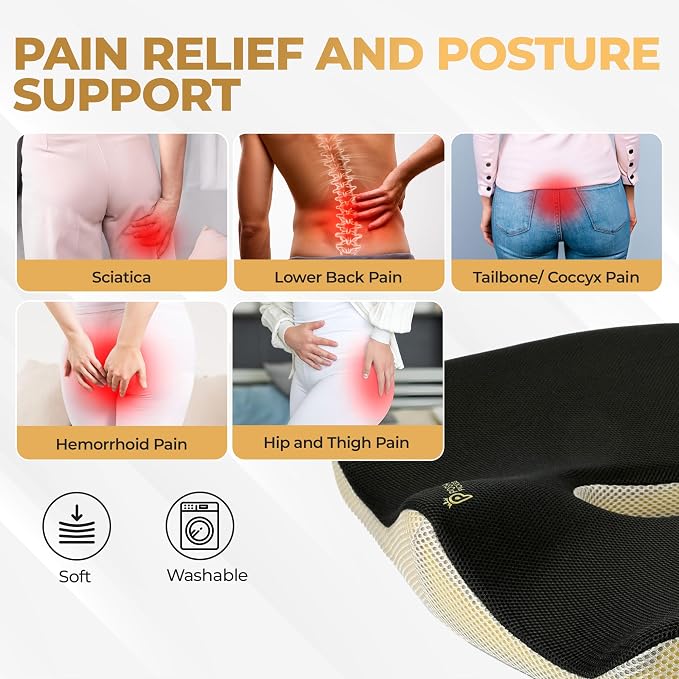 Patented 55D Memory Foam Seat Cushion– Ergonomic Office Chair Cushion - Image 6