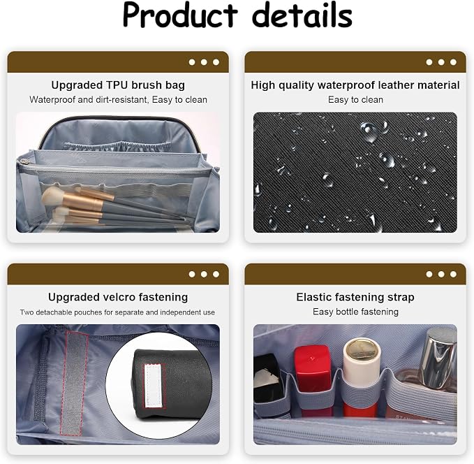 BOYATU Travel Makeup Bag Organizer Cosmetic Bag: 3 Pcs Set Make up Bags - Image 5