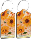 Sunflowers Luggage Tags Set of 2 Butterfly Retro Leather Suitcase Tags by SKYDAWNY