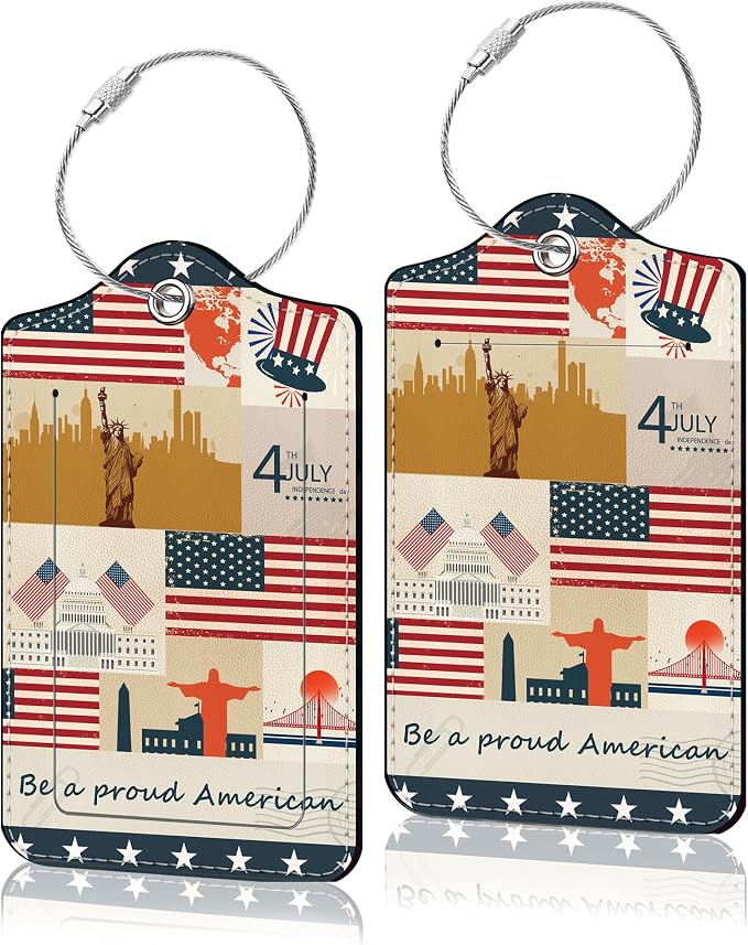 2 Pack Luggage Tag for Suitcase, Cute Unique Leather Suitcase Tags Identifiers by COWDIY