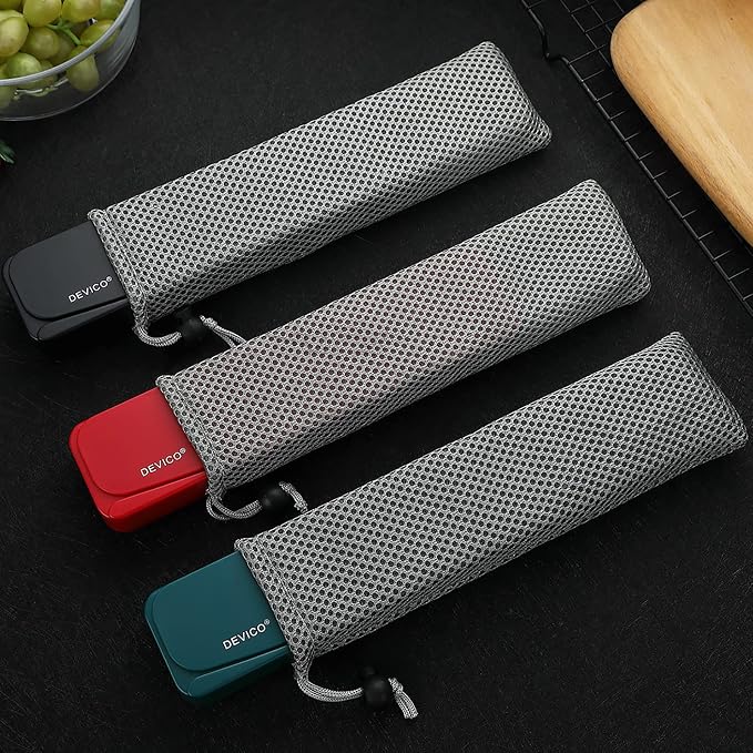 DEVICO Travel Utensils, 18/8 Stainless Steel 4pcs Cutlery Set Portable Camp - Image 7