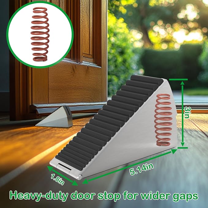Door Stoppers for Bottom of Door Heavy Duty Adjustable Spring Loaded Rubber - Image 2