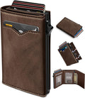 Wallet for Men, with Cash Pocket 2 ID Window 9-13 Cards, Metal Case Smart Slim by Miyozi