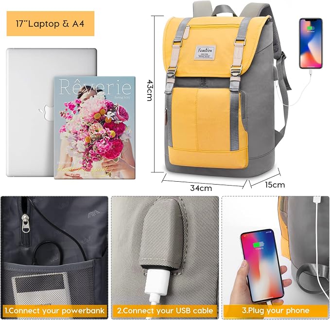 17" Laptop Backpack for Girls & Boys Teens, College Bookbag High School Backpack - Image 6
