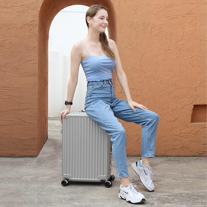 AnyZip Luggage Aluminium Frame Suitcase Hard Shell TSA Lock No Zipper 24In - Image 2