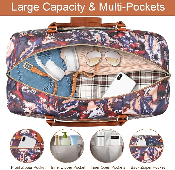 Weekender Bag for Women, Travel Duffel Bag Carry On Overnight Bag - Image 4