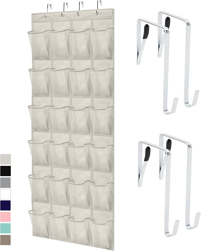 GORILLA GRIP Over the Door Shoe Organizer, 24 Large Breathable Mesh Pockets by GorillaGrip
