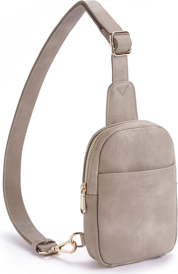 Telena Small Sling Bag for Women Leather Crossbody Fanny Packs Chest Bag for by Telena