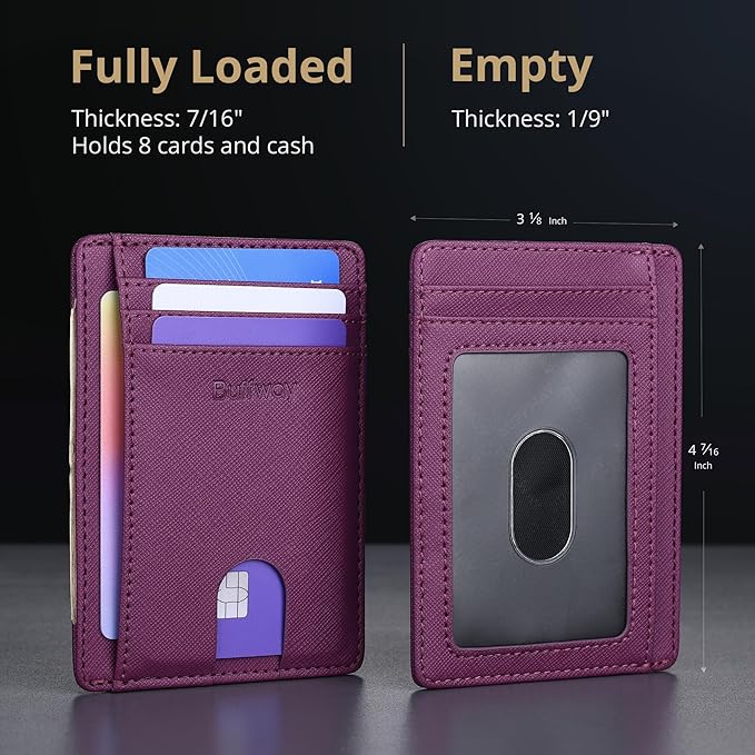 Buffway Slim Minimalist Front Pocket RFID Blocking Leather Wallets - Image 5