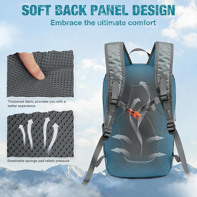 G4Free Packable Hiking Backpack 20L Lightweight Foldable Travel Daypack - Image 2