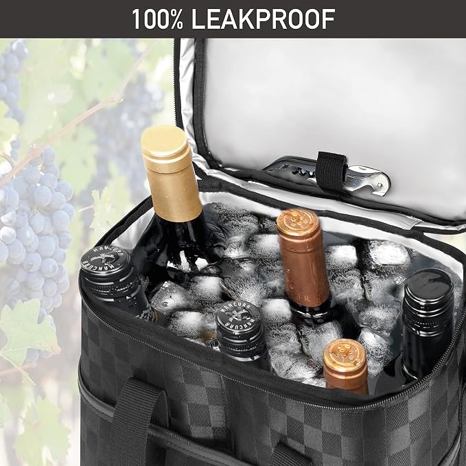 opux 6 Bottle Carrier Tote | Insulated Padded Wine Cooler Bag - Image 5