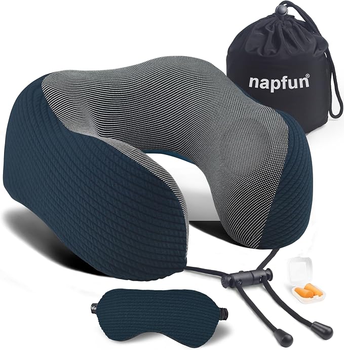 napfun Neck Pillow for Traveling, Upgraded Travel Neck Pillow for Airplane 100% by NAPFUN