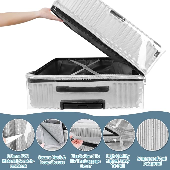 Yotako Upgraded Zippered Clear PVC Suitcase Cover, 30 Inch Luggage Covers - Image 5