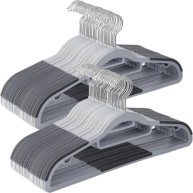 50 Pack Plastic Clothes Hangers Non Slip by BGRQRIQ