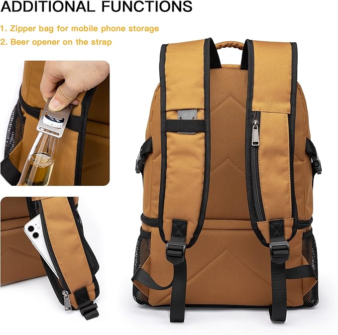 TUGUAN Insulated Cooler Backpack 38 Cans Double Deck Leakproof Lightweight Soft - Image 7