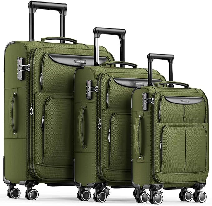 SHOWKOO Luggage Sets 3 Piece Softside Expandable Lightweight Durable Suitcase by SHOWKOO