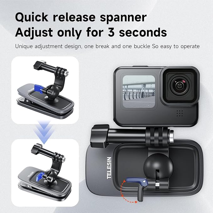 TELESIN Magnetic Mount, 360° Rotating Backpack Clip - Image 5