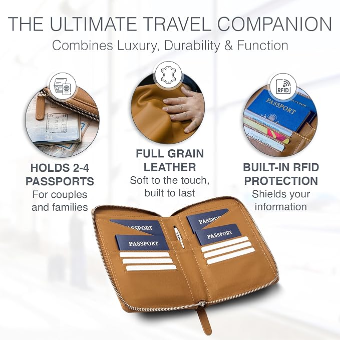Full Grain Leather Family Passport Holder - Image 2