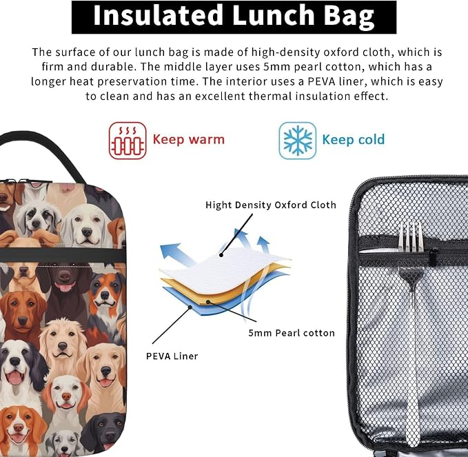 Dog Insulated Lunch Box for Women Men Dog Lunch Bag for Travel, or Fishing - Image 5