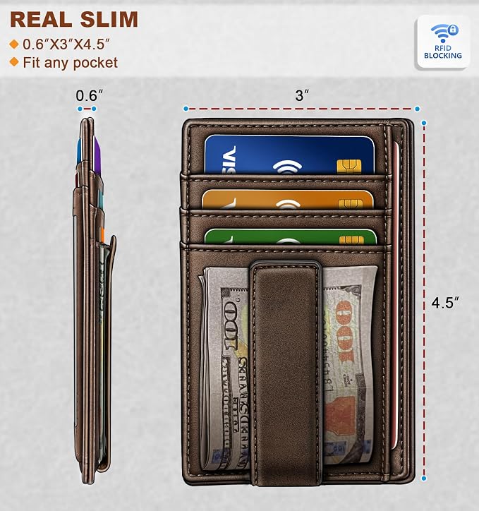 BULLIANT Men Wallet, Slim Leather Wallet Money Clip Card Hodler - Image 3