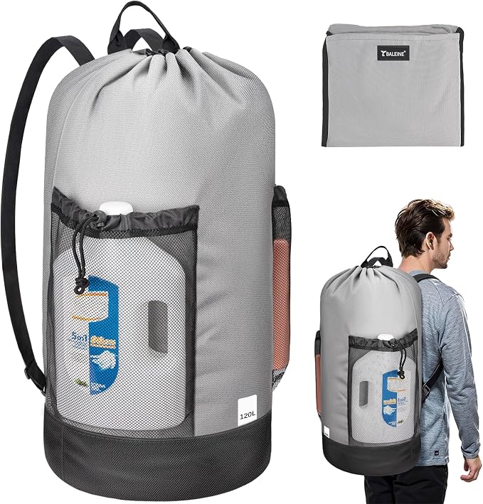 BALEINE 120L Laundry Bag Backpack, 900D Oxford Fabric Large Travel Laundry Bags by BALEINE