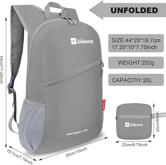 ZOMAKE Lightweight Packable Backpack 20L, Foldable Backpacks Small Daypack - Image 2