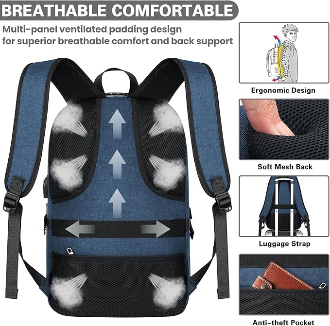 AMBOR 15.6-17.3 Inch Laptop Backpack, Anti Theft Business Travel Backpack - Image 5