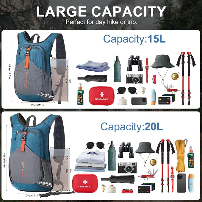 20L Small Hiking Backpack for Men Women Foldable Packable Back Pack Ultralight - Image 5