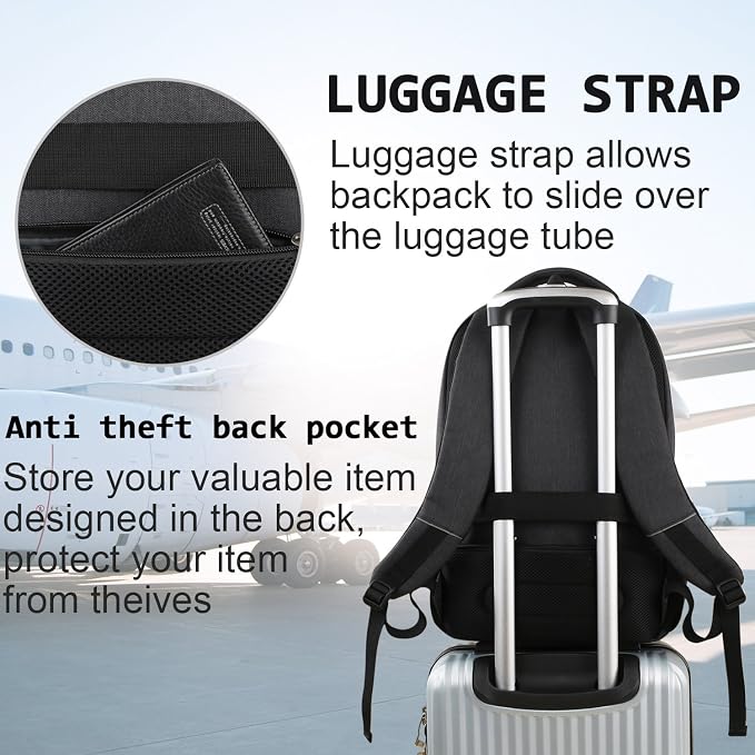17 Inch Laptop Backpack, Business Anti Theft Slim Durable Laptops Backpack - Image 6