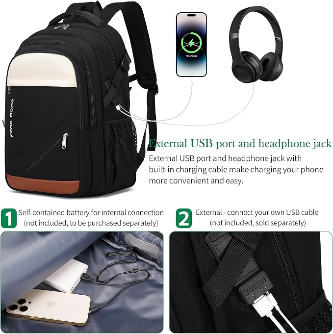 FENGDONG 17.3 inch Large Laptop Backpack Travel College Backpack Waterproof - Image 5