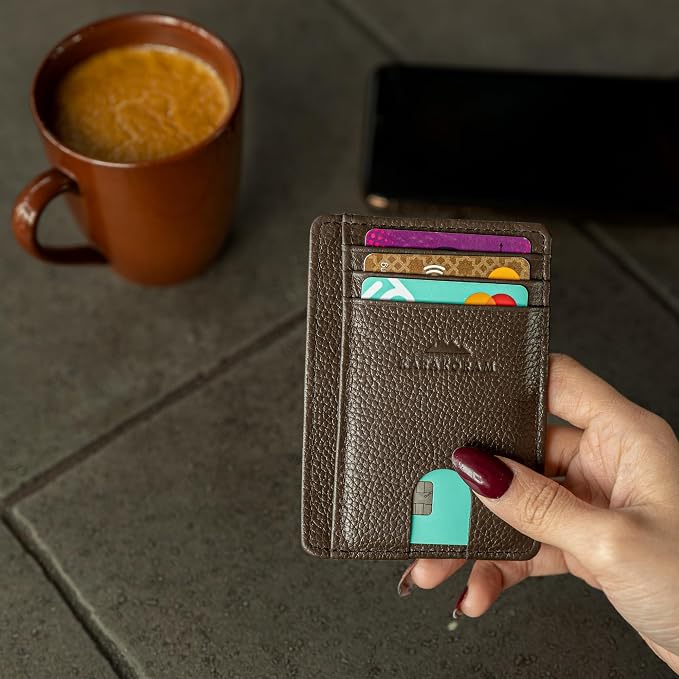 KARAKORAM Vertical Handcrafted Premium Leather Front Pocket Credit Card Holder - Image 9