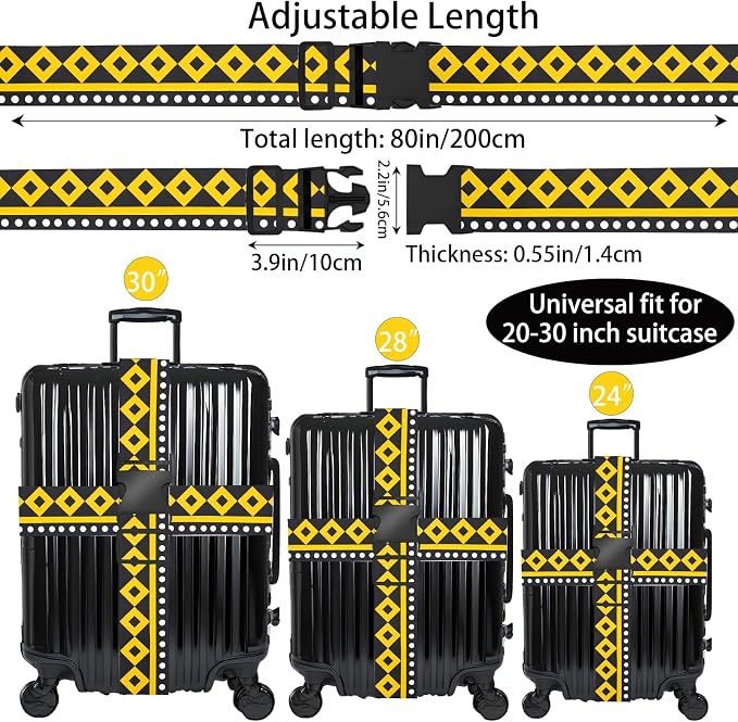 Geometric Arts Luggage Straps for Suitcases, Adjustable Luggage Travel Belt to - Image 2