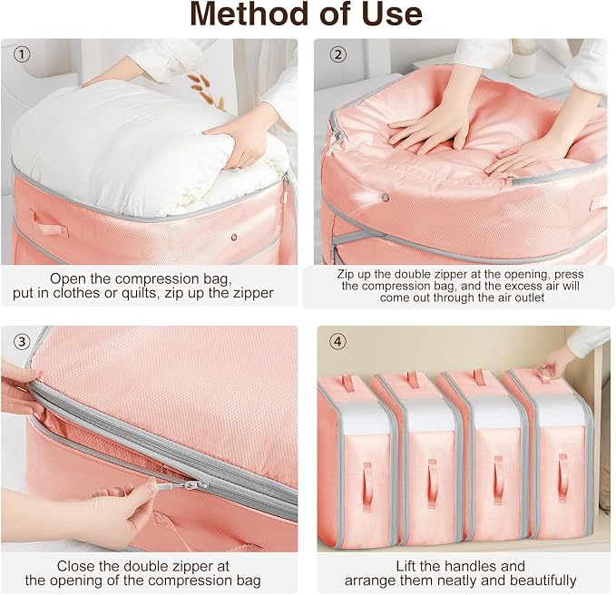 2 Pack Compression Storage Bags - 110L Large Capacity Comforter Storage Bag - Image 4
